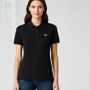 Lacoste Women's Black Polo Shirt size euro 40/M